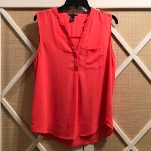 Bright pink sleeveless blouse forever21
